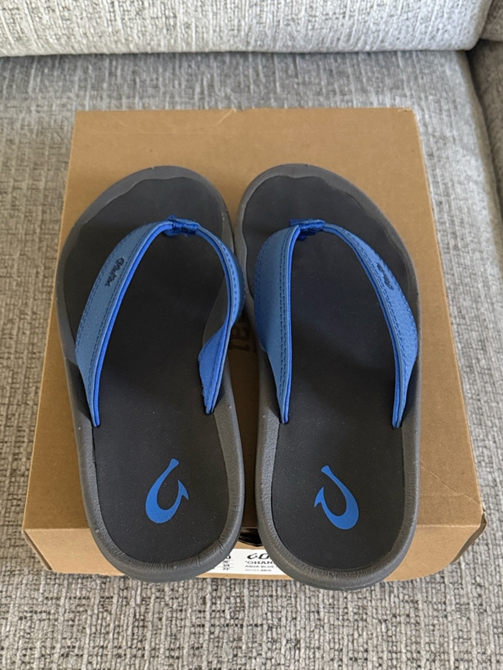 OluKai Boys Ohana Flip Flops Blue & Dark Gray - Picture 3 of 5